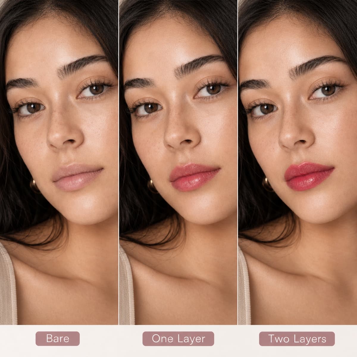 تنت Cherry Pop بطبقة وطبقتين وثلاث طبقات على الشفاه