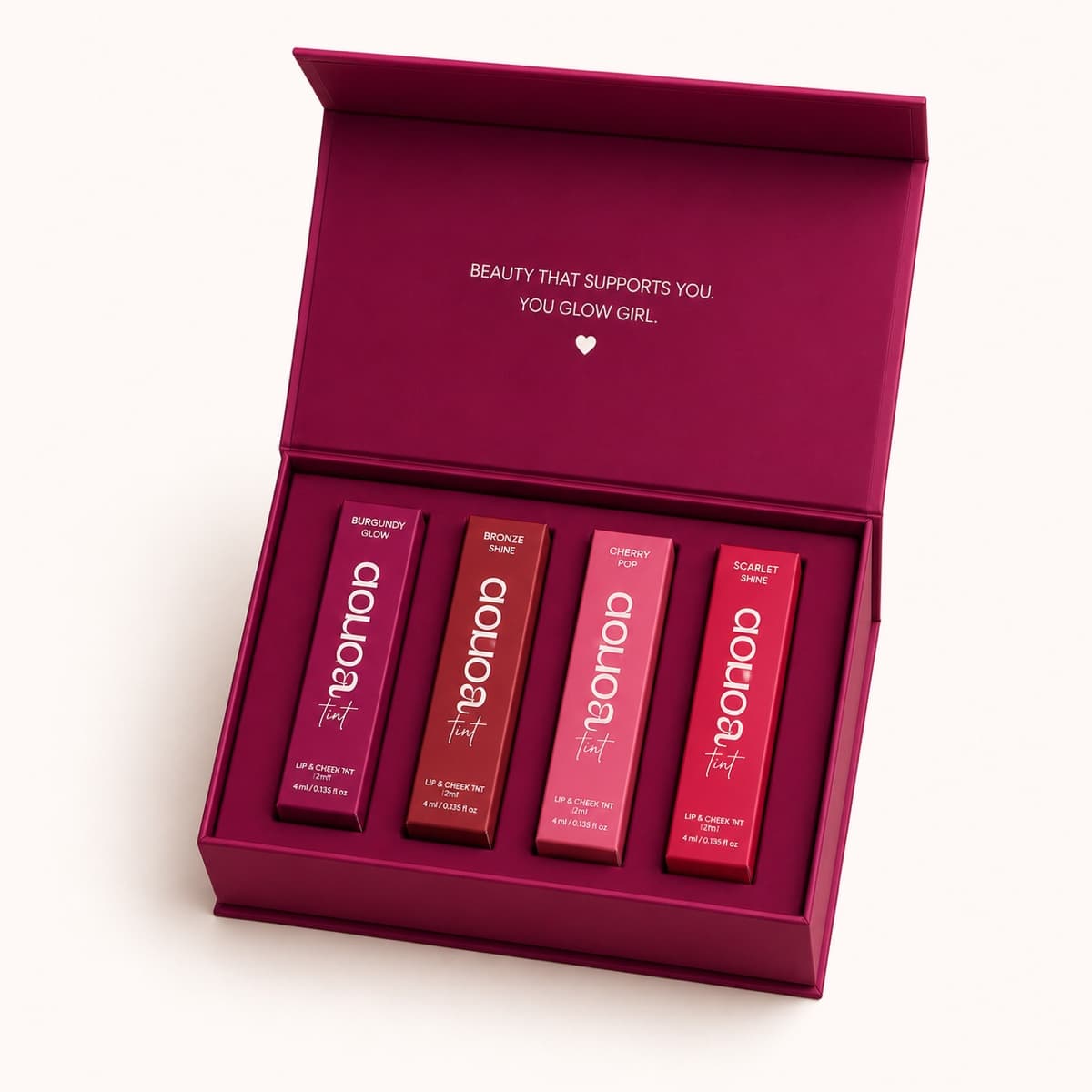 Open Donna Tint Wardrobe box revealing four tint tubes