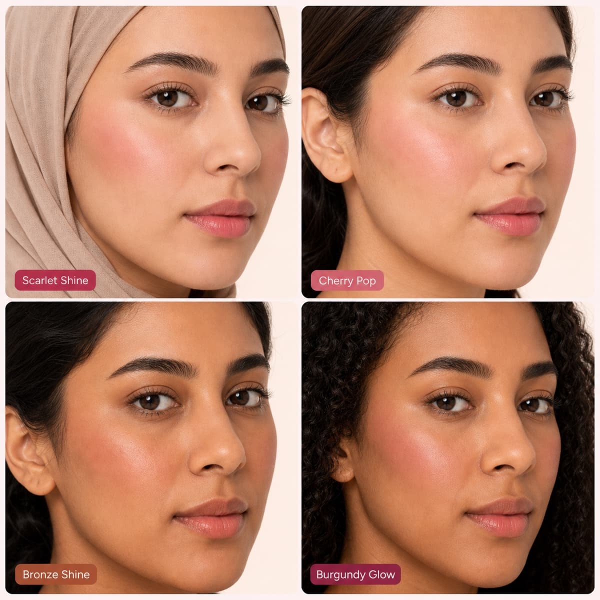 Cheek results showing the Donna Tint Wardrobe shade range